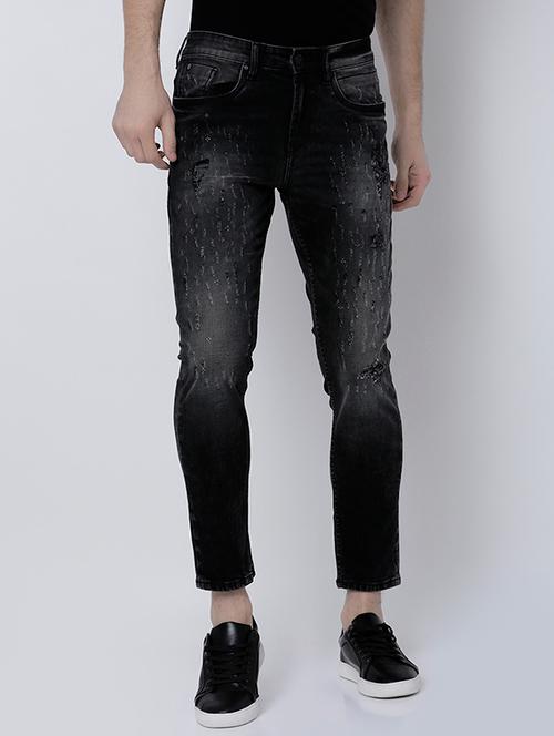 black cotton blend washed jeans - 14537173 - Very Small Image - 1