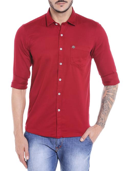 red cotton casual shirt - 14537530 - Very Small Image - 1