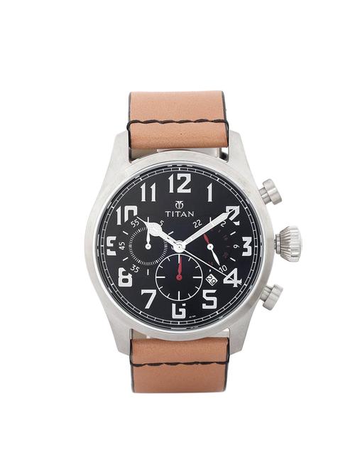 titan water resistant brown watch for men - 9477sl01 - 14537801 - Very Small Image - 1