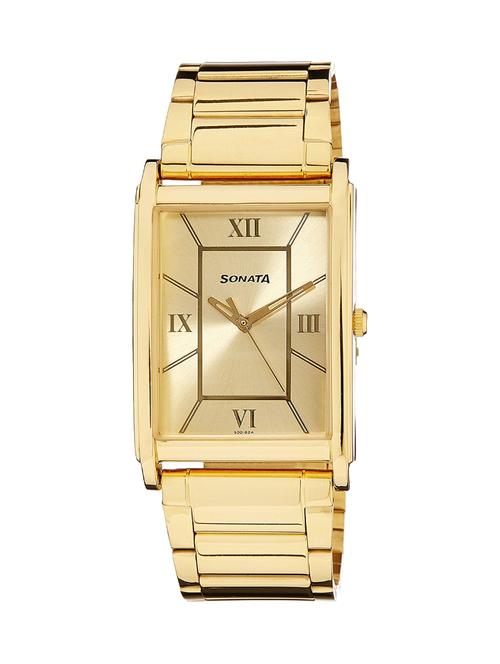 sonata gold dial watch for men - 77002ym02 - 14537830 - Very Small Image - 1