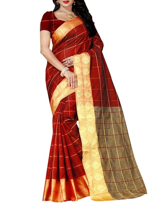 red woven saree with blouse - 14538378 - Very Small Image - 1