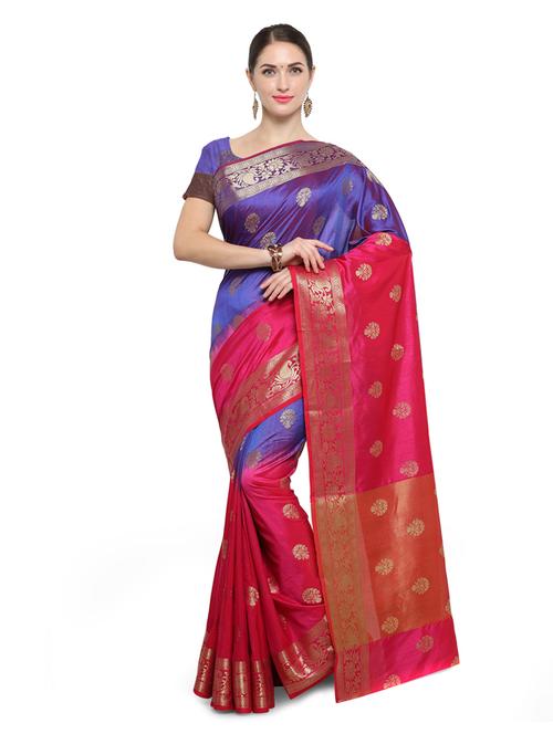 blue silk banarasi saree with blouse - 14538452 - Very Small Image - 1