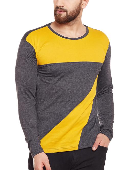 grey cotton color block t-shirt - 14539709 - Very Small Image - 1