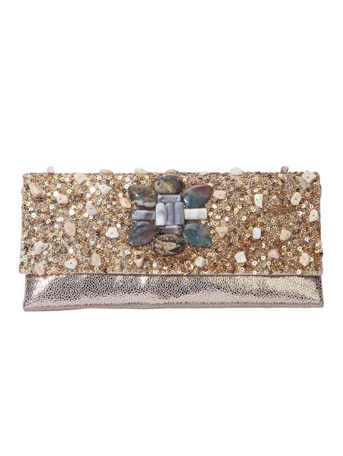 gold leather envelope clutch - 14539739 - Very Small Image - 1