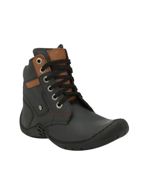Black Leather High Ankle Boots - 14539923 - Very Small Image - 1
