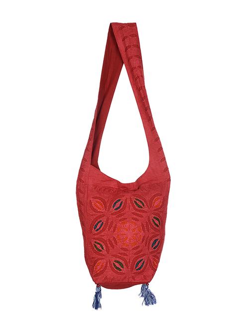 maroon cotton sling bag - 14539937 - Very Small Image - 1
