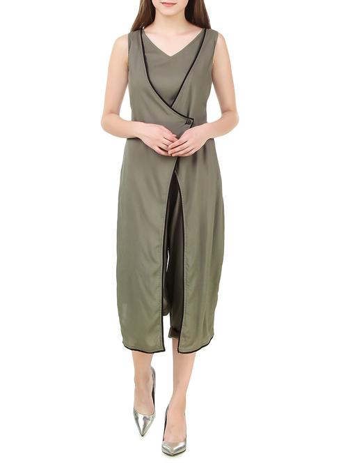 grey rayon wrap jumpsuit - 14540469 - Very Small Image - 1