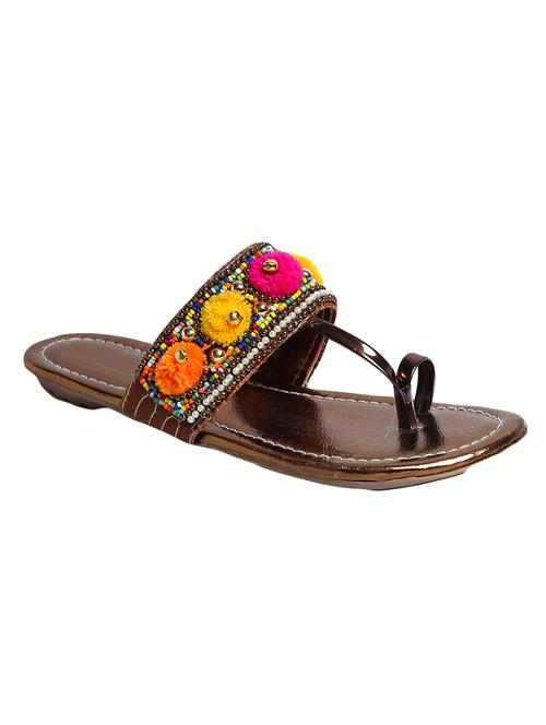 copper one toe kolhapuri - 14542722 - Very Small Image - 1