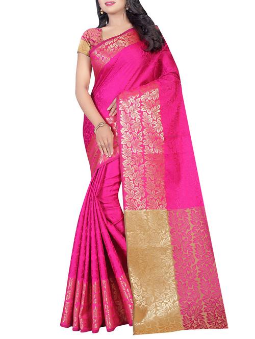 pink woven saree with blouse - 14543367 - Very Small Image - 1