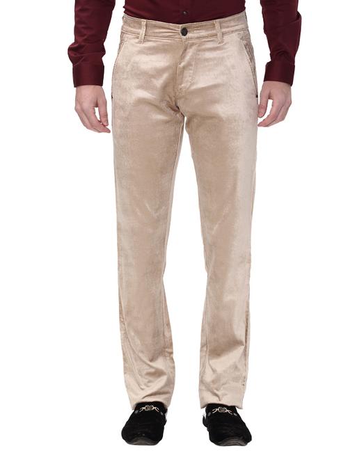 beige cotton corduroy casual trousers - 14543984 - Very Small Image - 1