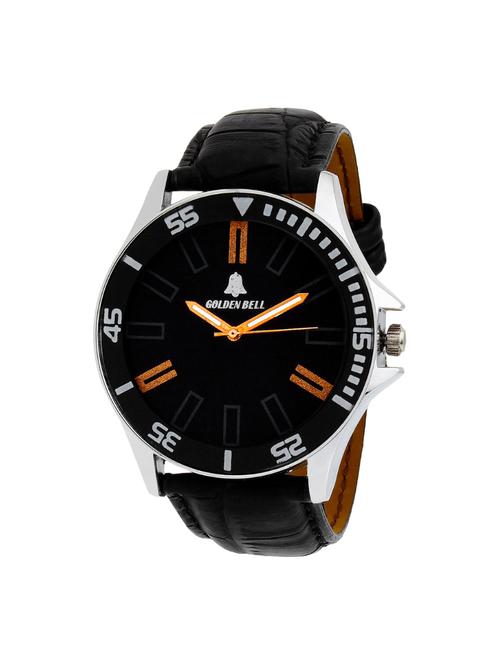 Golden Bell Original Multicolour Dial Black Leather Strap Analog Wrist Watch for Men - GB-429 - 14544063 - Very Small Image - 1