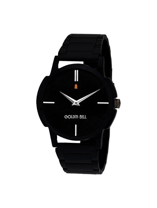 Golden Bell Original Black Dial Black Steel Chain Analog Wrist Watch for Men - GB-453 - 14544072 - Very Small Image - 1