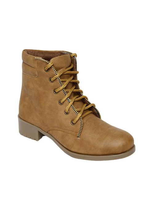 tan  faux leather ankle  boot - 14544453 - Very Small Image - 1