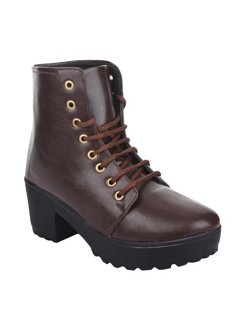 brown leatherette ankle  boot - 14544493 - Very Small Image - 1