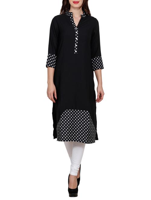 black crepe straight kurta - 14544724 - Very Small Image - 1