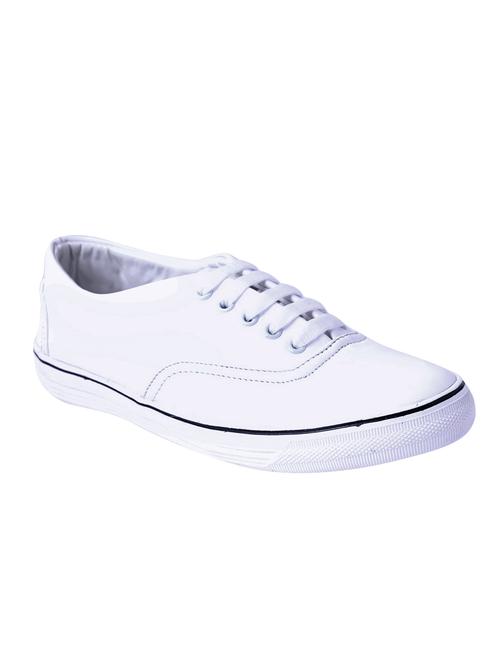 white leatherette lace up sneaker - 14546343 - Very Small Image - 1