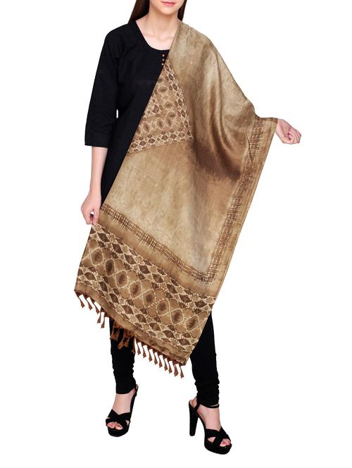 beige poly silk tie & dye dupatta - 14546451 - Very Small Image - 1