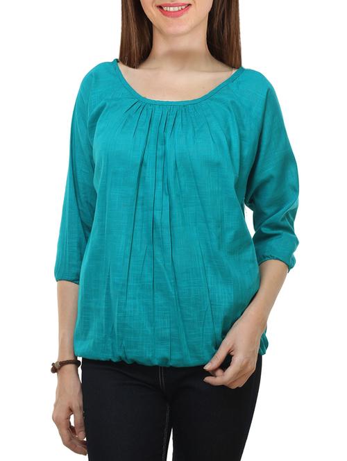 blue cotton blouson top - 14546504 - Very Small Image - 1