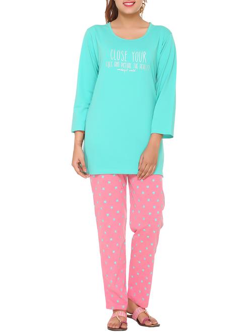 printed tee with pajama set  - 14546589 - Very Small Image - 1