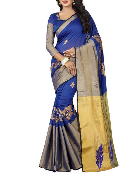blue woven saree with blouse - 14547559 - Very Small Image - 1