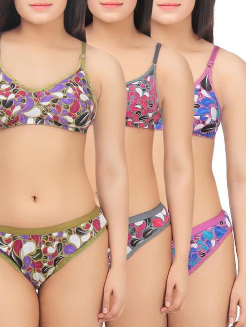 set of 3 bra and panty set - 14548997 - Very Small Image - 1