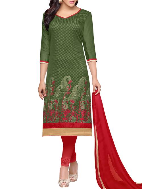 embroidered unstitched churidaar suit - 14550256 - Very Small Image - 1