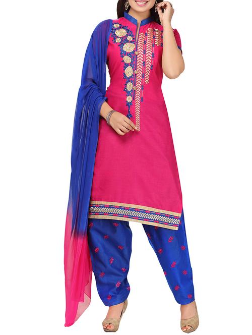 pink cotton salwar suit dress material - 14550282 - Very Small Image - 1