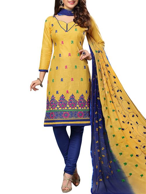 embroidered unstitched churidaar suit - 14550286 - Very Small Image - 1