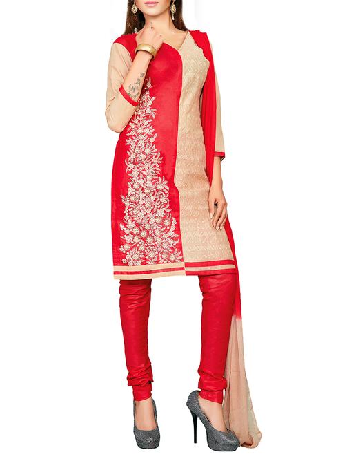 embroidered unstitched churidaar suit - 14550323 - Very Small Image - 1