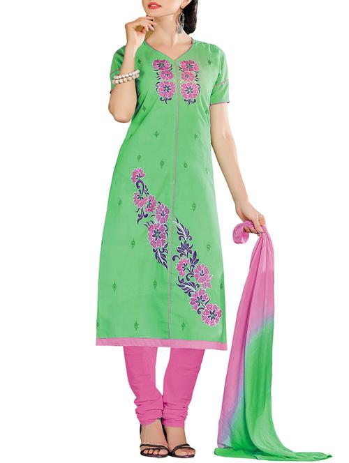 embroidered unstitched churidaar suit - 14550351 - Very Small Image - 1