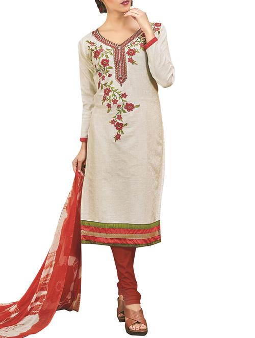 embroidered unstitched churidaar suit - 14550407 - Very Small Image - 1