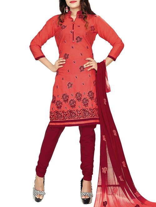 embroidered unstitched churidaar suit - 14550742 - Very Small Image - 1