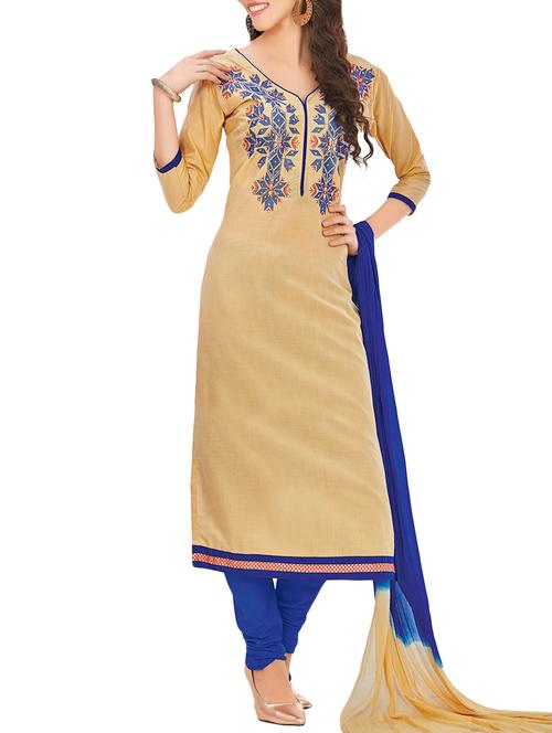 embroidered unstitched churidaar suit - 14550847 - Very Small Image - 1