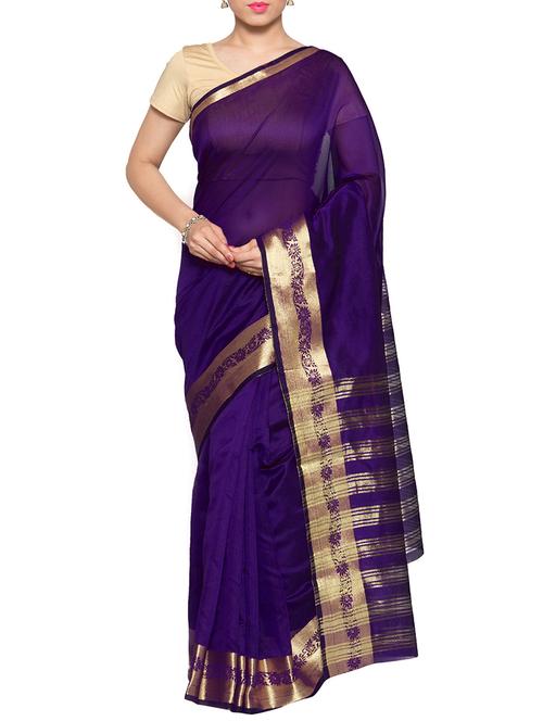 blue woven  saree with blouse - 14551651 - Very Small Image - 1