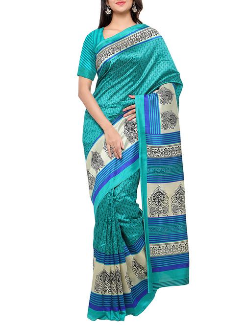 turquoise bhagalpuri saree with blouse - 14551742 - Very Small Image - 1