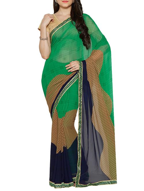 checkered printed saree with blouse - 14551790 - Very Small Image - 1