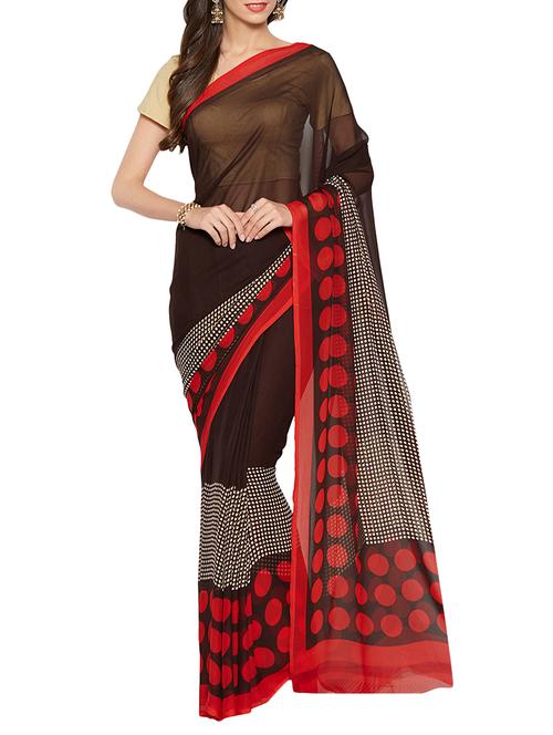 polka dots  printed saree with blouse - 14552196 - Very Small Image - 1