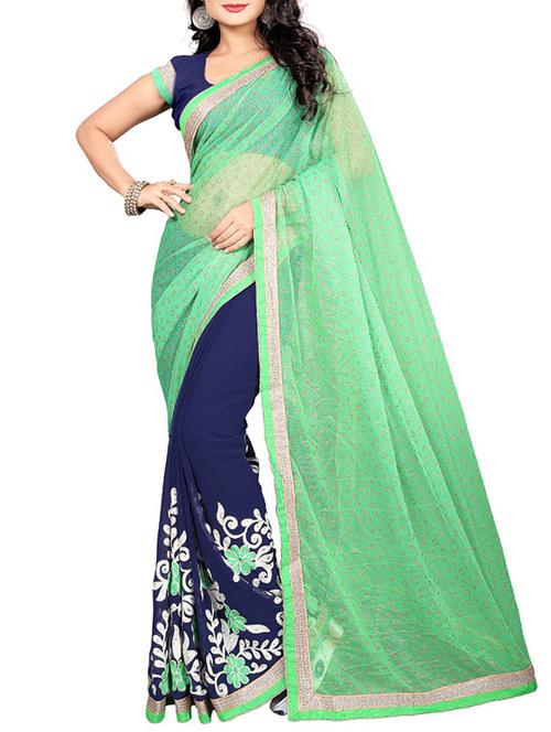 green half and half saree - 14552907 - Very Small Image - 1