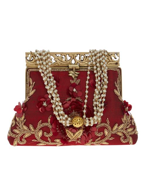 maroon silk clutch - 14553299 - Very Small Image - 1
