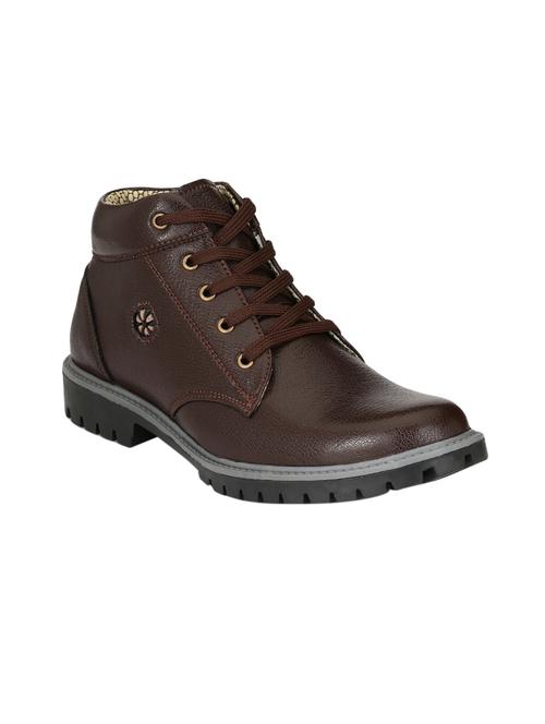 brown leatherette low ankle boot - 14553508 - Very Small Image - 1