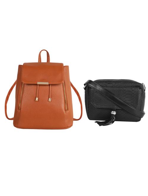 multi colored leatherette  regular sling bag and back pack - 14554025 - Very Small Image - 1