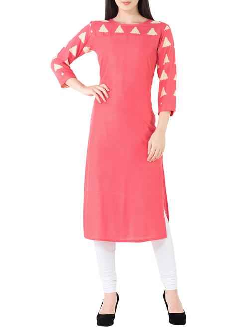 printed yoke straight kurta - 14554376 - Very Small Image - 1