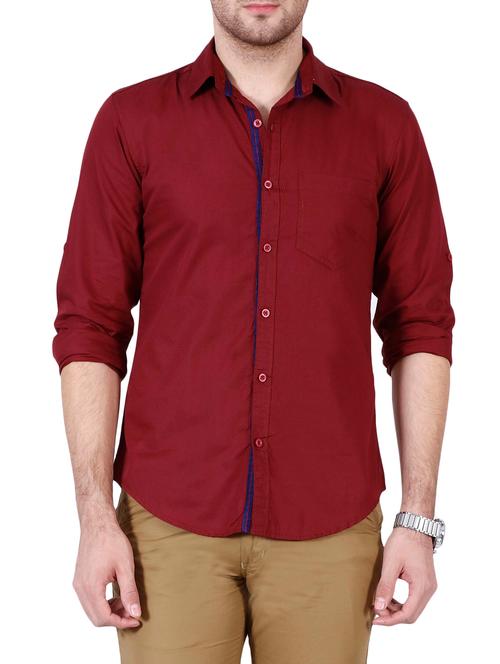 maroon cotton casual shirt - 14554707 - Very Small Image - 1