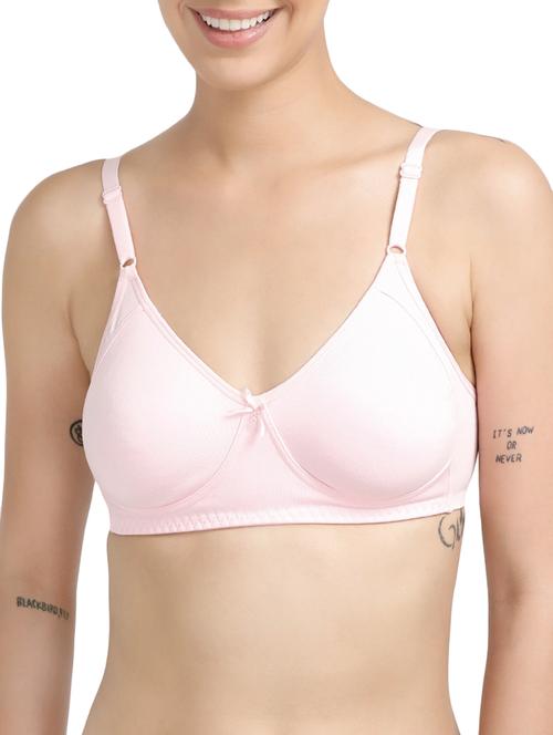 pink cotton solid bra - 14554778 - Very Small Image - 1