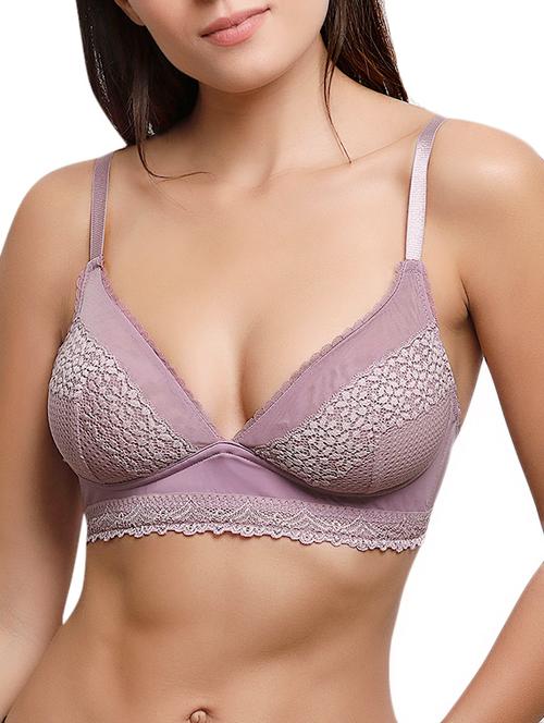 purple solid lacy bra - 14554864 - Very Small Image - 1