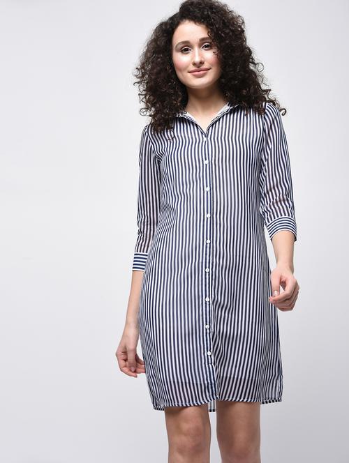 grey striped shirt dress - 14554954 - Very Small Image - 1