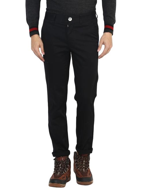 black cotton chinos casual trousers - 14555900 - Very Small Image - 1