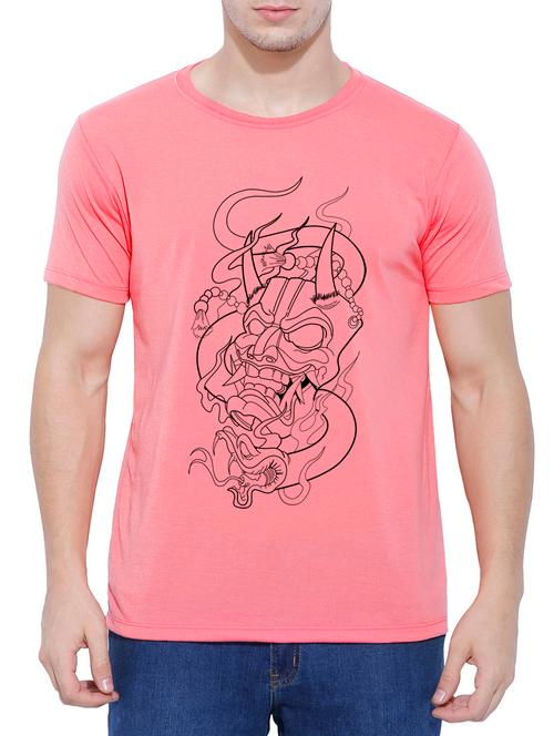 pink cotton chest print t-shirt - 14557068 - Very Small Image - 1