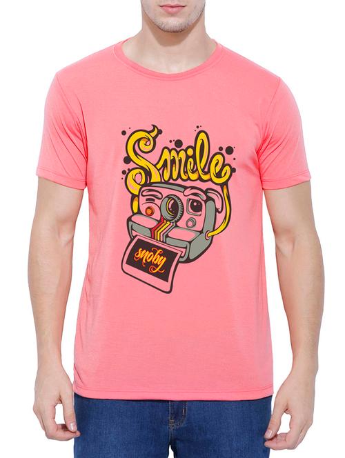 pink cotton chest print tshirt - 14557116 - Very Small Image - 1