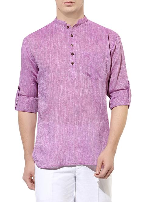 purple cotton short kurta - 14557680 - Very Small Image - 1